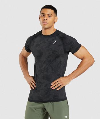 Gymshark Geo Seamless Muške T Shirts Crne Sive | HR 2528XYU